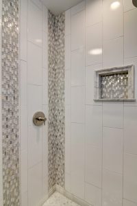 Shower with Glass Tile Laid Vertically
